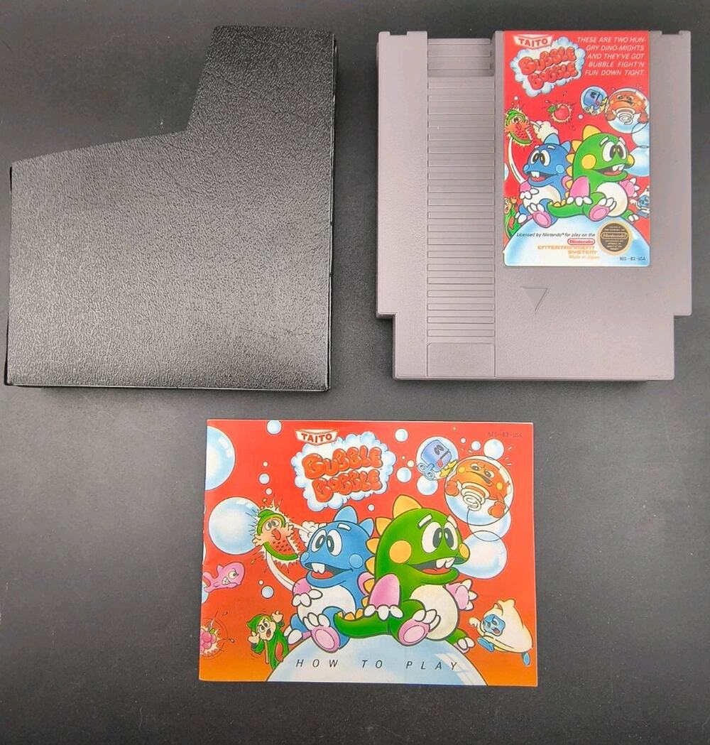 Vintage Bubble Bobble (Nintendo NES, 1988) Tested Game with Manual & Sleeve
